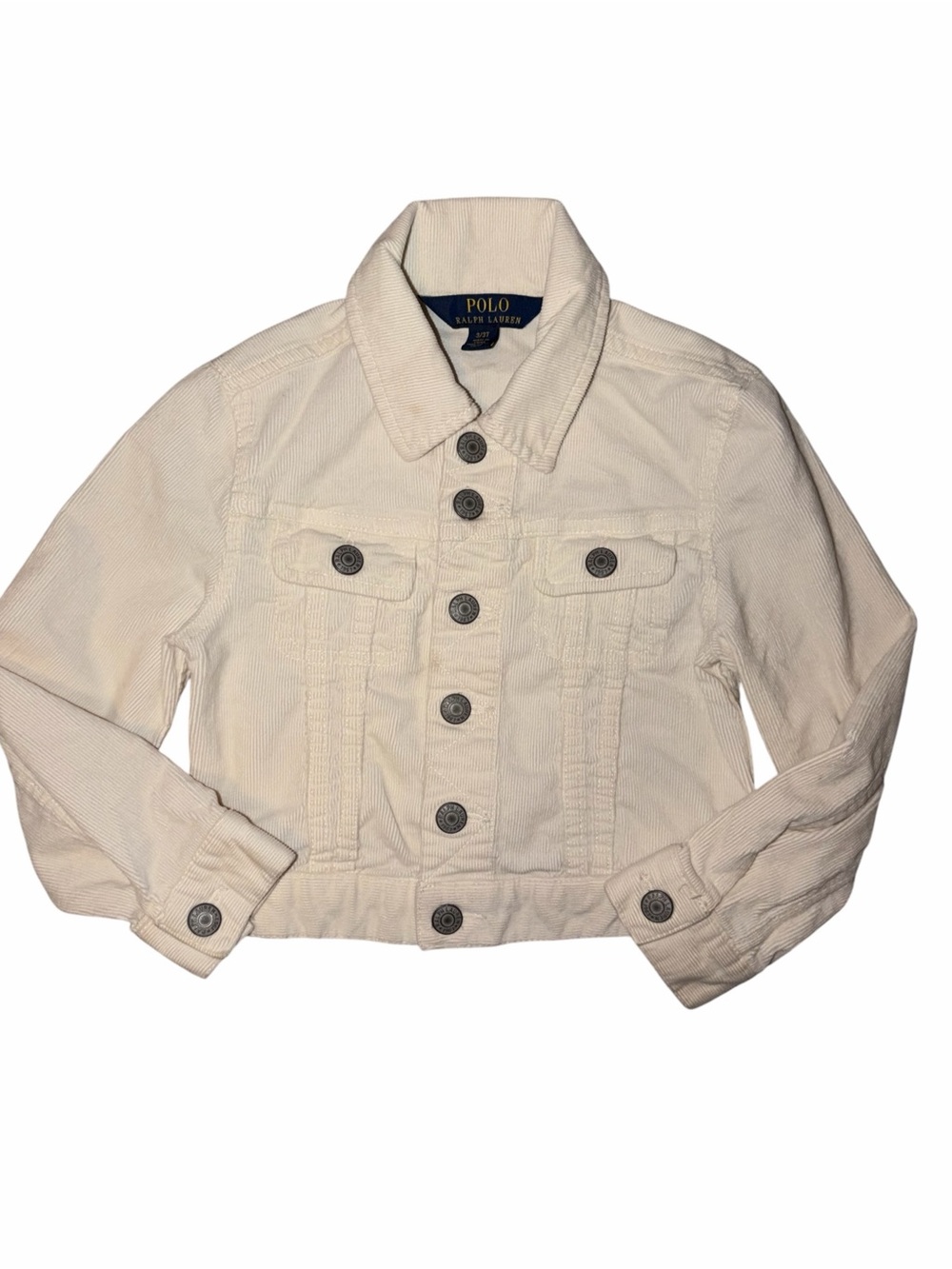 Polo Ralph Lauren Cream Corduroy Toddler Trucker Jacket 3T Neutral Equestrian